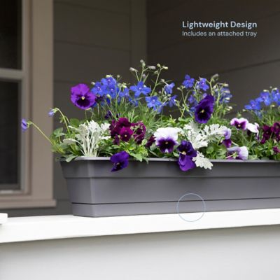 Image showing  Dura Cotta Rectangular Window Box Planter, 24 in., Charcoal