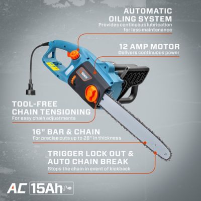 Image showing  16 in. 12A Corded Electric Chainsaw, 3/8 in. Pitch