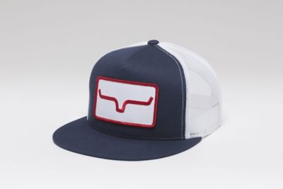 Kimes Ranch Kimes 5 Panel Logo Patch Meshback Hat, Navy/White/Red