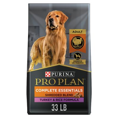 Purina Pro Plan Adult High-Protein Shredded Blend Turkey and Rice Formula Dry Dog Food with Probiotics, 33 lb. Bag