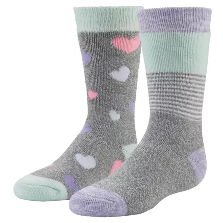 Blue Mountain Girls' Midweight Cat and Heart Socks 10-4.5 2 Pairs Kids' Socks