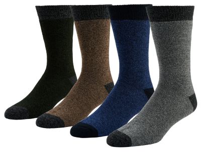 Blue Mountain Men's Midweight Thermal Crew Socks, Marled Pops, 4 Pair