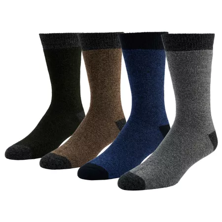 Blue Mountain Men's Mid-Weight Thermal Socks Marled Pops 4 Pairs Men's Crew Socks