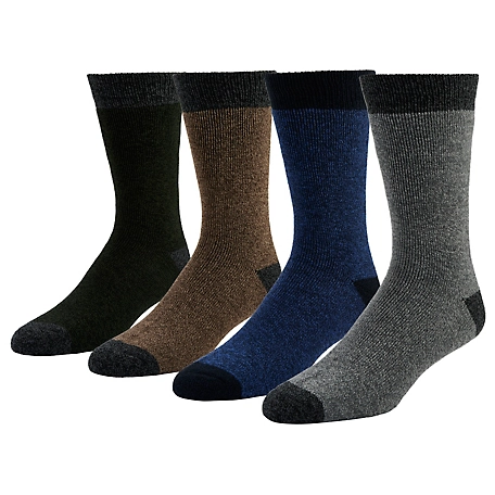 Blue Mountain Men's Midweight Thermal Crew Socks, Marled Pops, 4 Pair