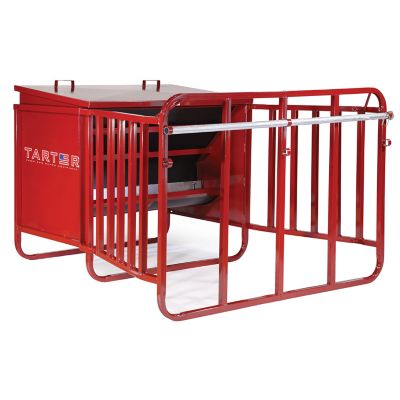 Image showing  650 lb. Calf Creep Feeder, 4 Calf Stall Openings, Red