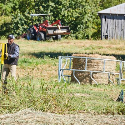 Image showing  1 Round Bale 8 ft. Round Hay Bale Feeder for Livestock, Galvanized, GFOE