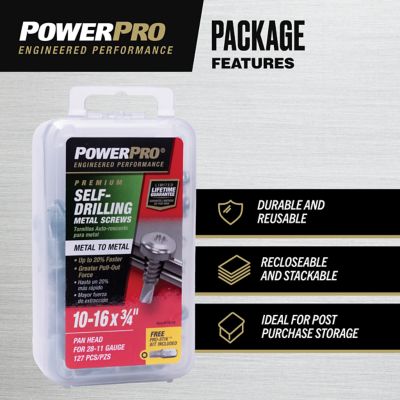 Image showing  Power Pro Premium Star Drive Pan Sheet Metal Screws (#10-32 x 3/4 in.) - 127 pc