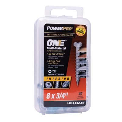 Image showing  Power Pro ONE Pan-Head Zinc Interior Multi-Material Screws (#8 x 3/4 in.) - 40pc