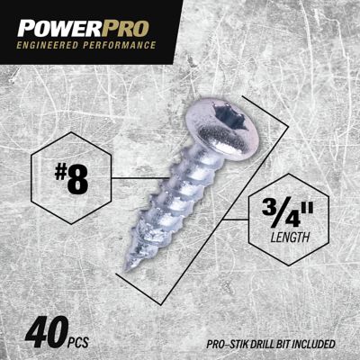 Image showing  Power Pro ONE Pan-Head Zinc Interior Multi-Material Screws (#8 x 3/4 in.) - 40pc
