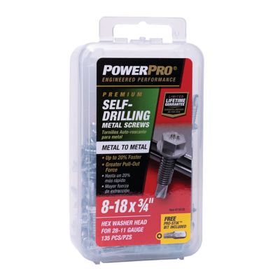 Image showing  Power Pro Premium Star Drive Hex Washer Sheet Metal Screws (#8-32 x 3/4 in.) - 135 pc