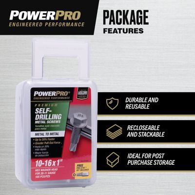 Image showing  Power Pro Premium Star Drive Hex Washer Sheet Metal Screws (#10-32 x 1 in.) - 1lb