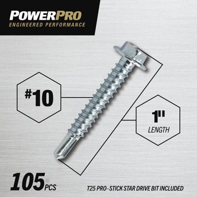 Image showing  Power Pro Premium Star Drive Hex Washer Sheet Metal Screws (#10-32 x 1 in.) - 1lb