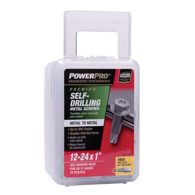 Image showing  Power Pro Premium Star Drive Hex Washer Sheet Metal Screws (#12-24 x 1 in.) - 1lb