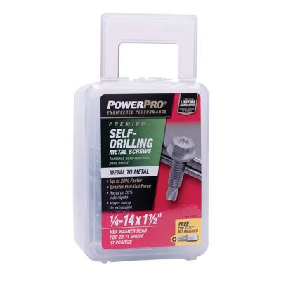 Image showing  Power Pro Premium Star Drive Hex Washer Sheet Metal Screws (1/4 in.-14 x 1-1/2 in.) - 1lb