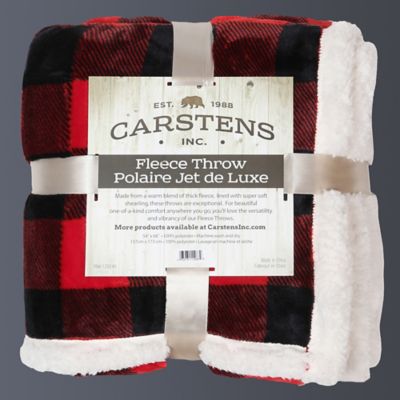 Image showing Lumberjack Polyester/Sherpa Plaid Throw Blanket, 54 in. x 68 in., Red/Black