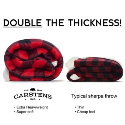 Image showing Lumberjack Polyester/Sherpa Plaid Throw Blanket, 54 in. x 68 in., Red/Black