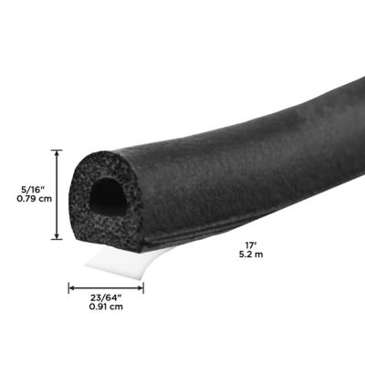 Image showing  5/16 in. x 23/64 in. x 17 ft. EPDM Auto and Marine Weatherseal, D Profile, Black