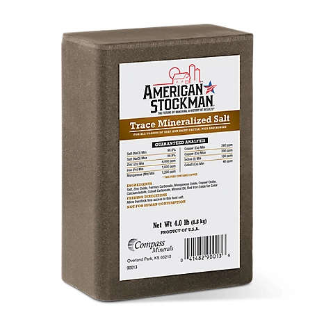 American Stockman Trace Mineral Cattle Salt Brick, 4 lb.