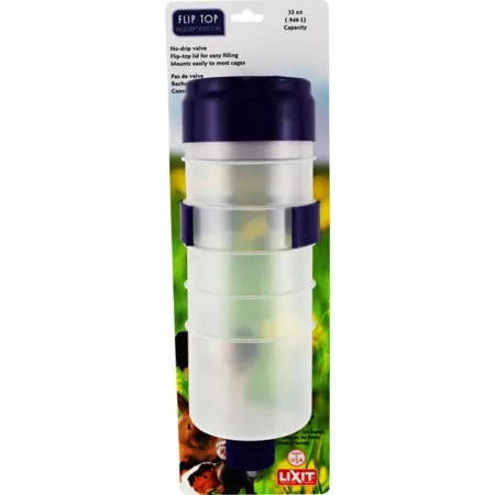 Lixit 32 oz Plastic Flip-Up Small Animal Water Bottle with Valve Small Animal Waterers