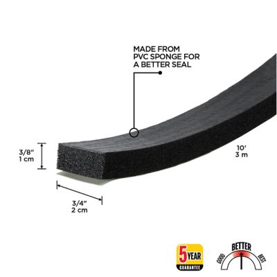 Image showing 3/8 in. x 3/4 in. x 10 ft. PVC Sponge Tape Window Seal, Black