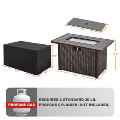 Image showing 6 th Nuu Garden Outdoor 43 in. 50,000 BTU Propane Gas Fire Pit Table with Cover