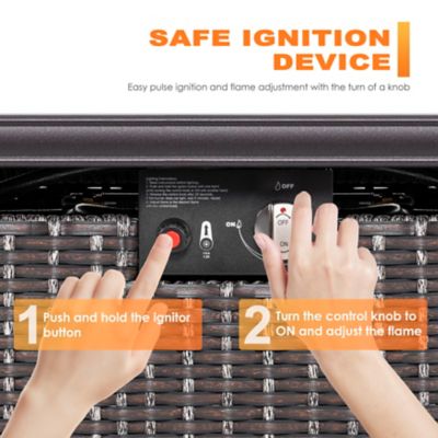 Image showing 8 th Nuu Garden Rattan Iron Propane Gas Fire Pit Table, Brown, 50,000 BTU