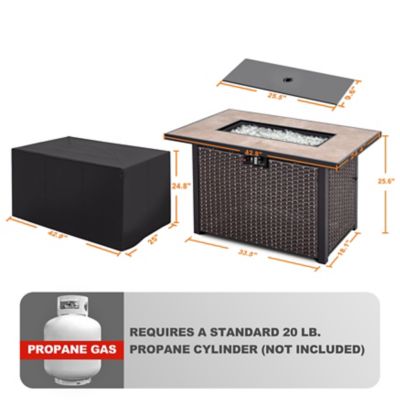 Image showing 6 th Nuu Garden 43 in. Rattan Ceramic Gas Fire Pit Table, 50,000 BTU, Brown