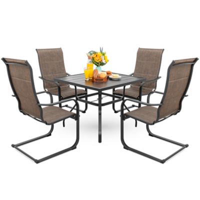 Image showing  Outdoor Foam-Padded C-Spring 5 pc. Textilene Patio Dinning Set, SD003-T2