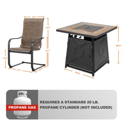 Image showing 5 th Nuu Garden 3 pc. 50,000 BTU Outdoor Fire Pit Table Set, SF003-014JNC