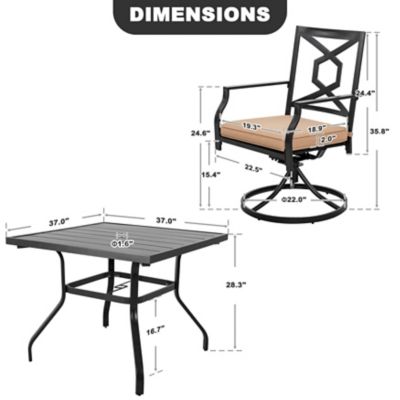 Image showing 5 th Nuu Garden 5 pc. Swivel Metal Outdoor Dining Set, SD151S-T2