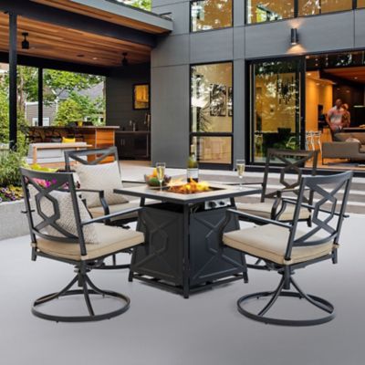 Image showing  5 pc. Patio Furniture Set with 50,000 BTU Electric Fire Pit Table