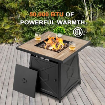 Image showing 7 th Nuu Garden 5 pc. Patio Furniture Set with 50,000 BTU Electric Fire Pit Table