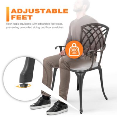 Image showing 5 th Nuu Garden 3 pc. Cast-Aluminum Patio Bistro Table Set with Grey Cushions