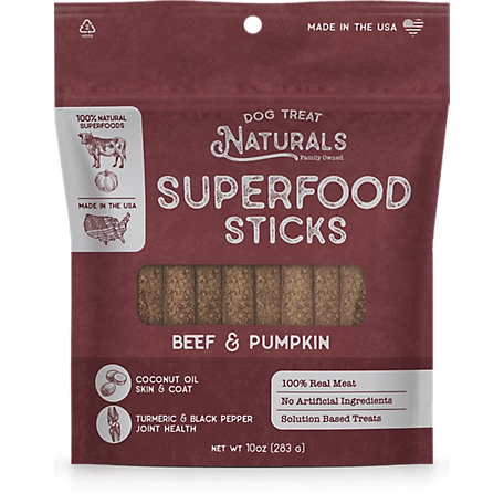 Dog Treat Naturals Beef and Pumpkin Superfood Sticks Dog Treats, 10 oz.