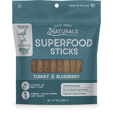 Dog Treat Naturals Turkey and Blueberry Superfood Sticks Dog Treats, 10 oz.