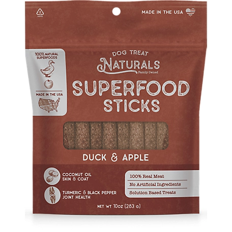 Dog Treat Naturals Duck and Apple Superfood Sticks Dog Treats, 10 oz.