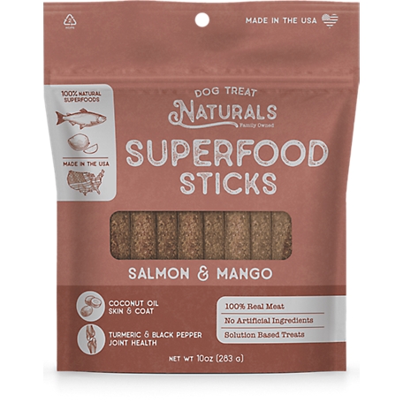 Dog Treat Naturals Salmon and Mango Superfood Sticks Dog Treats, 10 oz.
