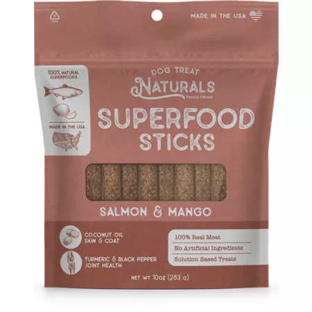 Dog Treat Naturals Salmon and Mango Superfood Sticks Dog Treats 10 oz. Dog Soft & Chewy Treats