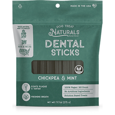 Dog Treat Naturals Chickpea and Mint Dental Sticks Dog Treats, 20 ct.