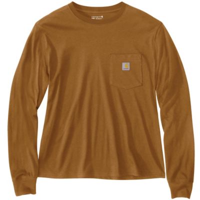 Carhartt Women's Loose Fit Lightweight Crew Neck Long-Sleeve Pocket T-Shirt, 106121-BRN