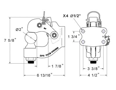 Image showing  1-7/8 in. Receiver Pintle Hook with 2 in. Ball Combo and Mounting Kit, 16,000 lb. GTW Capacity