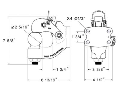 Image showing  1-3/4 in. Receiver Pintle Hook with 2-5/16 in. Ball Combo and Mounting Kit, 16,000 lb. GTW Capacity