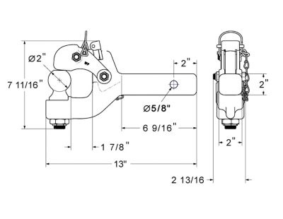 Image showing  8-Ton Capacity Combination Pintle Hook, 2 in. Ball, Receiver Mount