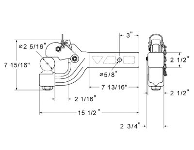 Image showing  2-1/2 in. Receiver Combination Pintle Hook with 2-5/16 in. Ball, 20,000 lb. Capacity