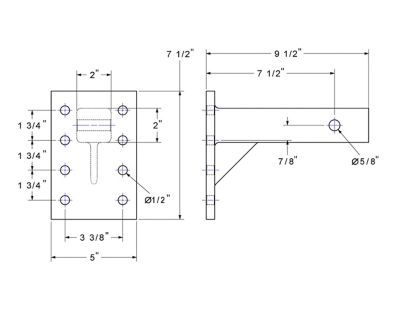 Image showing  3-Position Pintle Hook Receiver Mount with 9 in. Shank