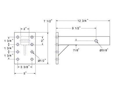 Image showing  3 Position Pintle Hook Receiver Mount, 12.25 in. Shank