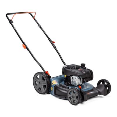 Image showing  21 in. 125cc 4-Cycle Gas Powered Push Lawn Mower, Mulch/Side Discharge, Dual Lever Height Adjustment, 11 in. Rear Wheels