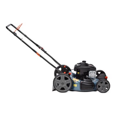 Image showing  21 in. 125cc 4-Cycle Gas Powered Push Lawn Mower, Mulch/Side Discharge, Dual Lever Height Adjustment, 11 in. Rear Wheels
