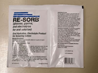 Image showing  Re-Sorb Oral Hydration Electrolyte Packets for Scouring Calves