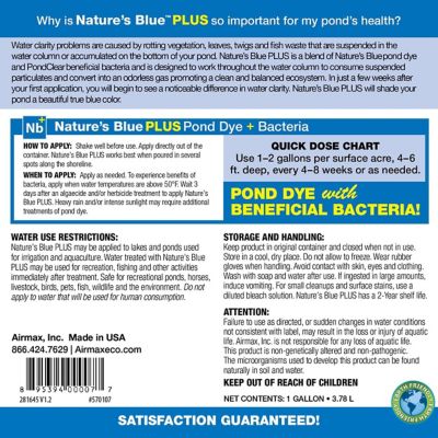 Image showing  Nature's Blue Pond Dye Plus Liquid Dye, Bacteria Enhanced, 1 gal.